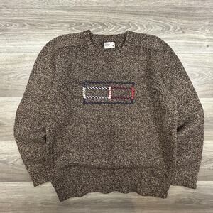 Vintage Tommy Hilfiger Sweater Mens XL Cable Knit Pullover Denim Flag Casual Y2K